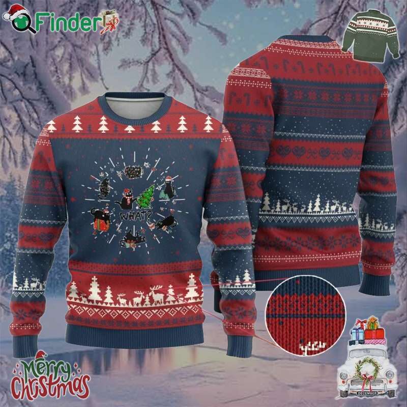 Cute Cat Christmas Ugly Christmas Sweater What Funny Meowy Catmas Gift For New Year Cute Cat Christmas Ugly Christmas Sweater What Funny Meowy Catmas Gift For New Year