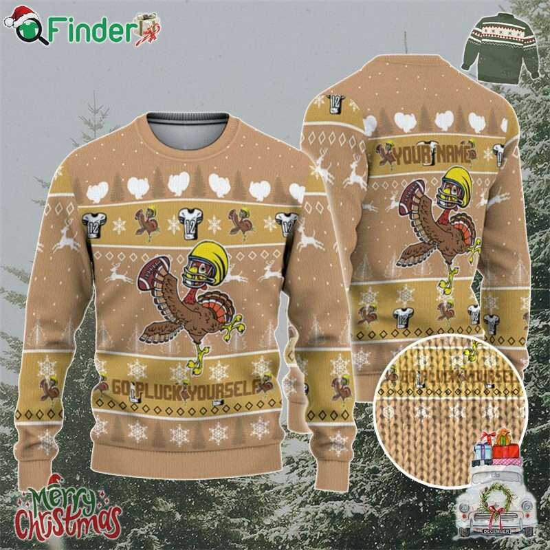Personalize Ugly Thanksgiving Turkey Player Football Light Brown Personalize Ugly Thanksgiving Turkey Player Football Light Brown