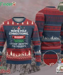 Funny Xmas Family Matching Ugly Christmas Sweater North Pole Correctional Trespassing