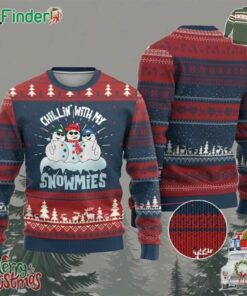 Funny Xmas Snowman Ugly Christmas Sweater Chillin With My Snowmies Squad