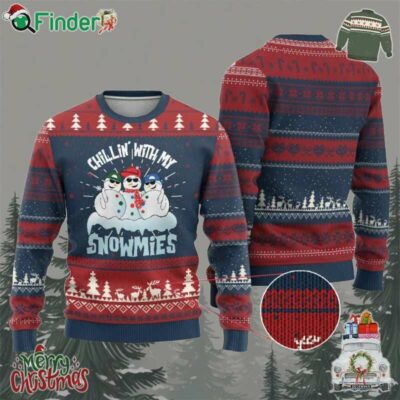 Funny Xmas Snowman Ugly Christmas Sweater Chillin With My Snowmies Squad