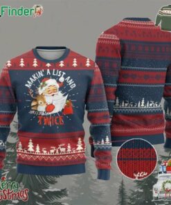 Funny Xmas Santa Ugly Christmas Sweater Makin A List And Checkin It Twice