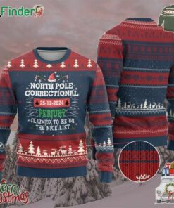 Funny Xmas Family Matching Ugly Christmas Sweater North Pole Correctional Perjury