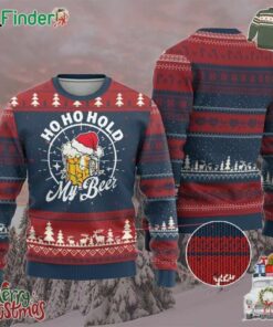 Funny Xmas Beers Ugly Christmas Sweater Ho Ho Hold My Beer Vintage Mug Santa Hat