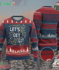 Funny Xmas Ugly Christmas Sweater Lets Get Lit Led Lights Xmas