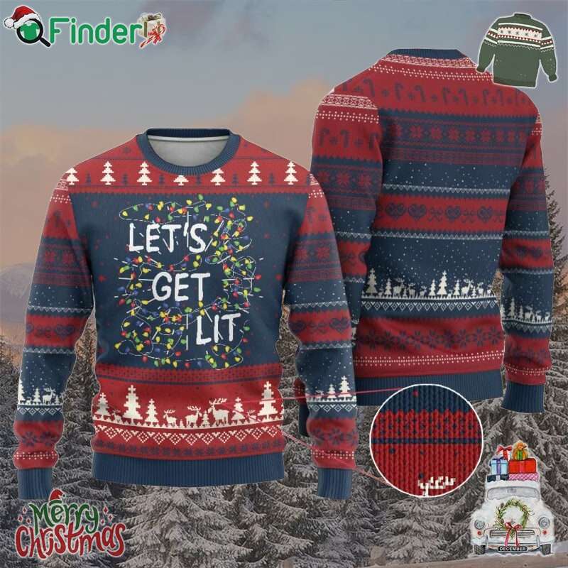 Funny Xmas Ugly Christmas Sweater Lets Get Lit Led Lights Xmas Funny Xmas Ugly Christmas Sweater Lets Get Lit Led Lights Xmas