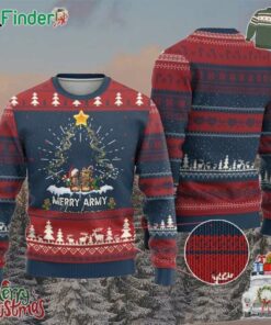 Merry Army Christmas Ugly Christmas Sweater Military Family Veteran Xmas Gift Camo Boots