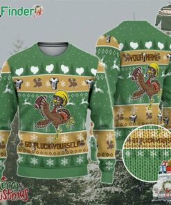 Personalize Ugly Thanksgiving Turkey Player Football Green