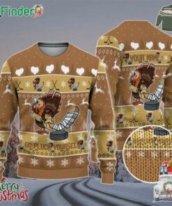 Personalize Ugly Thanksgiving Turkey Player Hockey Sport Light Brown