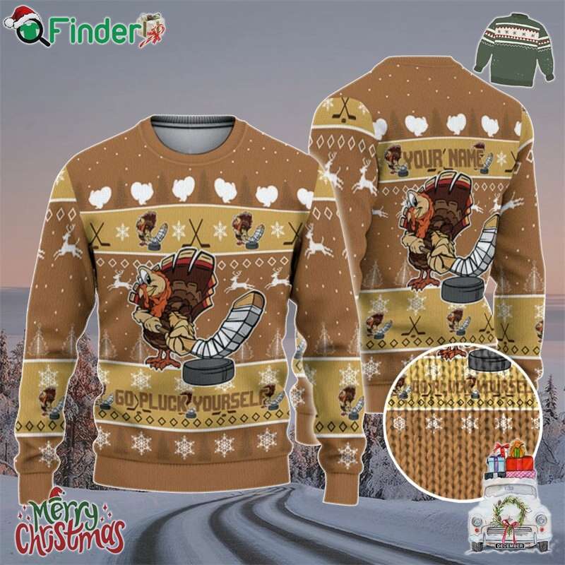 Personalize Ugly Thanksgiving Turkey Player Hockey Sport Light Brown Personalize Ugly Thanksgiving Turkey Player Hockey Sport Light Brown