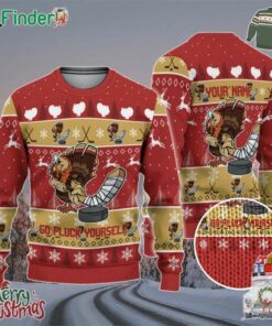 Personalize Ugly Thanksgiving Turkey Player Hockey Sport Red