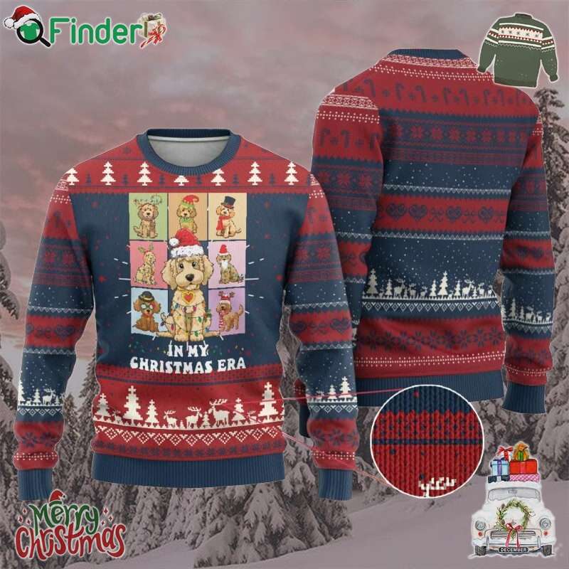 Funny Xmas Dog Ugly Christmas Sweater Santa Golden Doodle In My Christmas Era Funny Xmas Dog Ugly Christmas Sweater Santa Golden Doodle In My Christmas Era