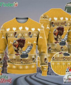 Personalize Ugly Thanksgiving Turkey Player Hockey Sport Yellow