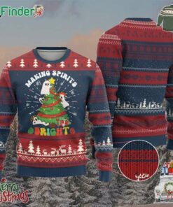 Gothic Xmas Ugly Christmas Sweater Making Spirits Bright Cute Ghost Christmas Tree
