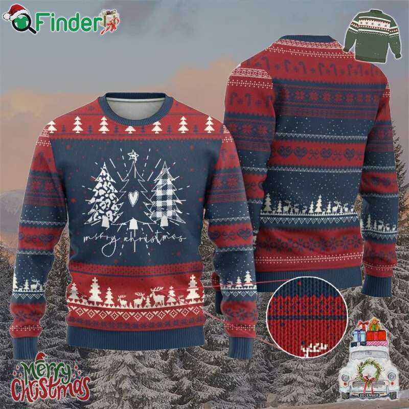 Merry And Bright Xmas Trees Ugly Christmas Sweater Chic Winter Shirt Cute Holiday Tee Merry And Bright Xmas Trees Ugly Christmas Sweater Chic Winter Shirt Cute Holiday Tee