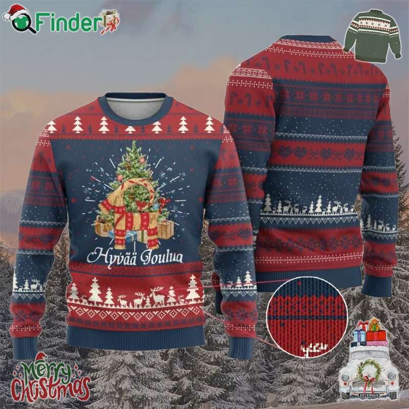 Hyvaa Joulua Ugly Christmas Sweater Finland Xmas Yulegoat Xmas Tree Himmeli Hyvaa Joulua Ugly Christmas Sweater Finland Xmas Yulegoat Xmas Tree Himmeli