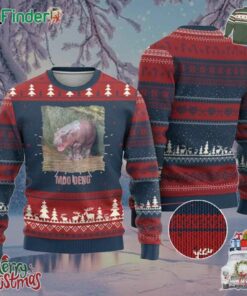 Baby Hippo Moo Deng Ugly Christmas Sweater Cute Pygmy Hippopotamus In Thai