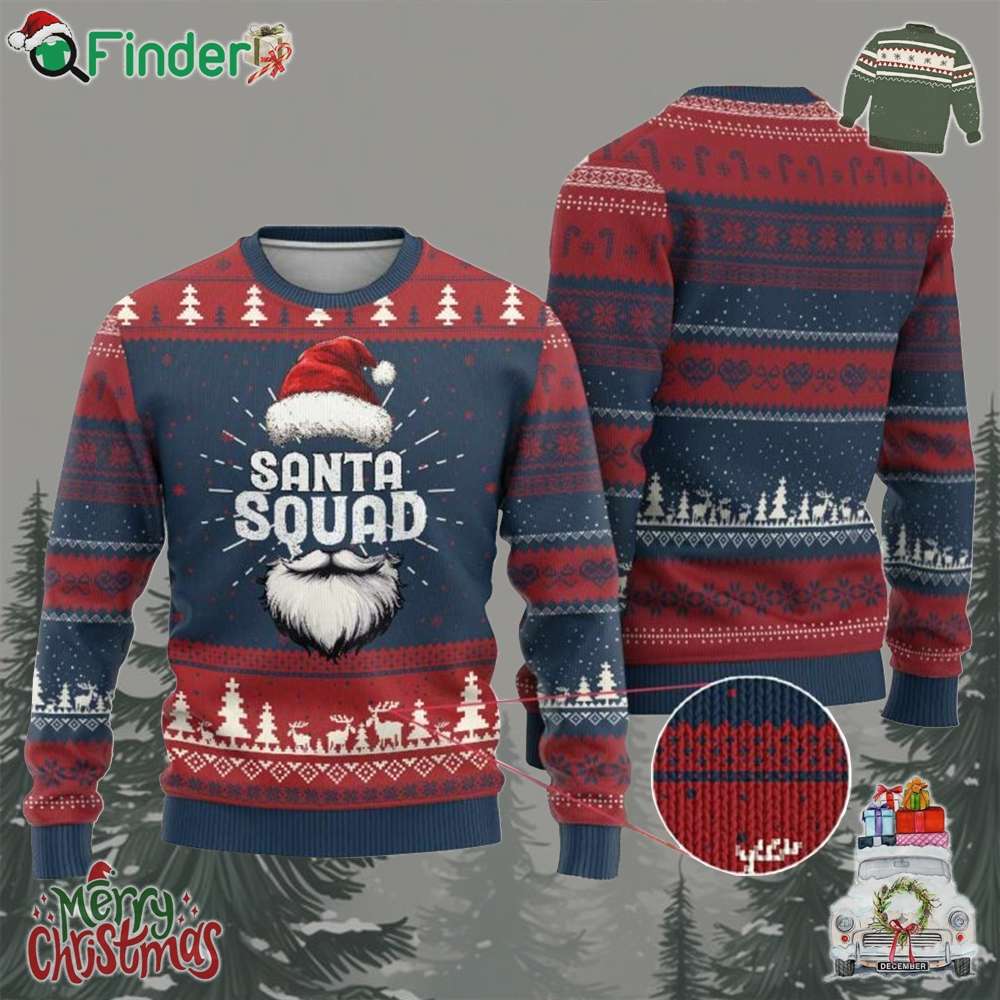 Funny Xmas Ugly Christmas Sweater Santa Squad Xmas Team Family Matching Funny Xmas Ugly Christmas Sweater Santa Squad Xmas Team Family Matching