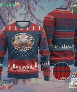 Baby Hippo Moo Deng Ugly Christmas Sweater Cute Pygmy Hippopotamus Meme
