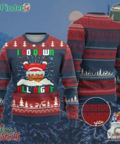 Funny Xmas Ugly Christmas Sweater I Go Down All Night Santa Chimney