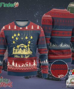 Christian Ugly Christmas Sweater Follow The Light Christ Xmas Light