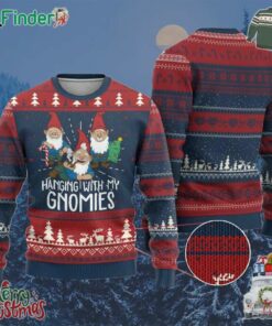 Funny Xmas Garden Ugly Christmas Sweater Hanging With My Gnomies