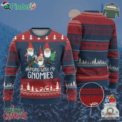 Funny Xmas Garden Ugly Christmas Sweater Hanging With My Gnomies