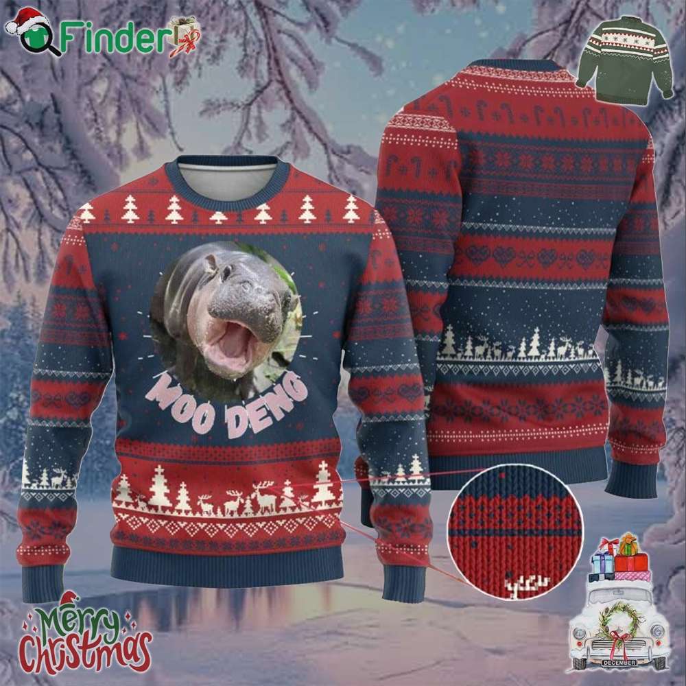 Baby Hippo Moo Deng Ugly Christmas Sweater Cute Pygmy Hippopotamus Bouncy Pig Baby Hippo Moo Deng Ugly Christmas Sweater Cute Pygmy Hippopotamus Bouncy Pig