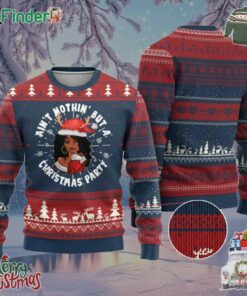 African American Santa Lady Ugly Christmas Sweater Aint Nothin But A Christmas Party