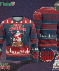 Funny Xmas Bad Santa Ugly Christmas Sweater Santa Pooping Down The Chimney