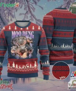 Baby Hippo Moo Deng Ugly Christmas Sweater Funny Moo-deng Baby Pygmy Hippopotamus