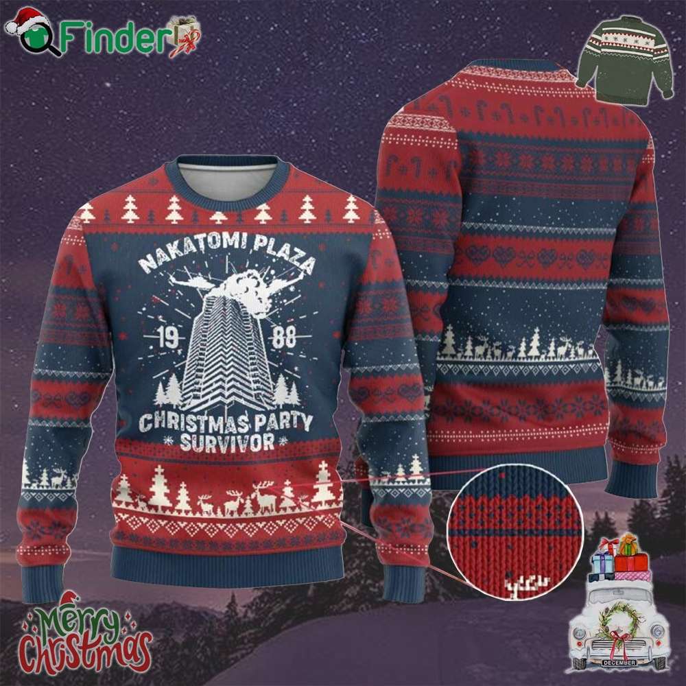 Funny Nakatomi Plaza Ugly Christmas Sweater Xmas Party 1988 Survivor Funny Nakatomi Plaza Ugly Christmas Sweater Xmas Party 1988 Survivor