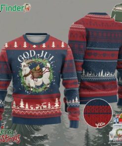 God Jul Ugly Christmas Sweater Yule Goat Xmas Wreath Winter Solstice