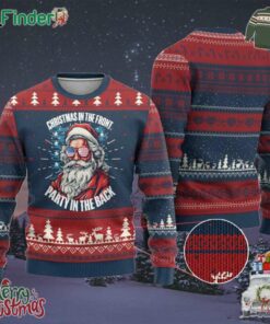 Christmas In The Front Party In The Back Usa Patriotic Santa Ugly Christmas Sweater