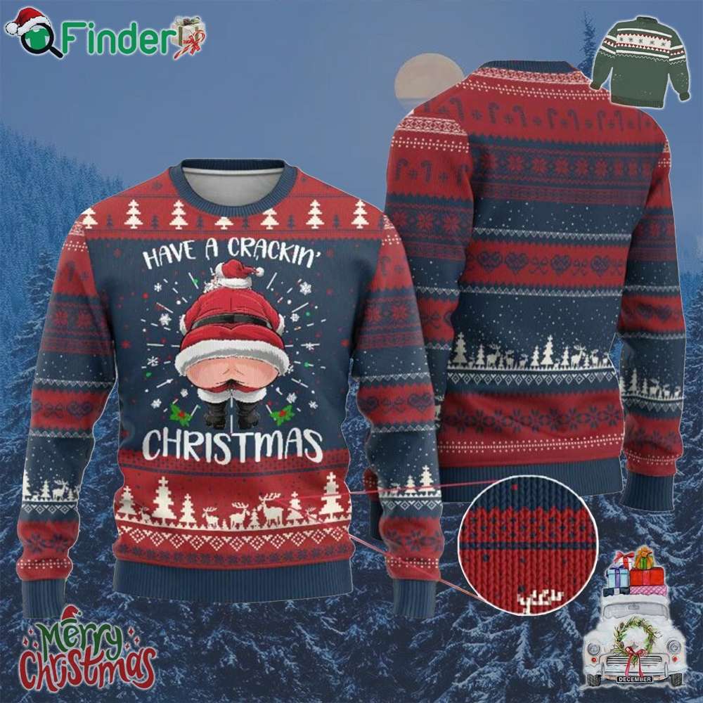Funny Xmas Ugly Christmas Sweater Have A Crackin Christmas Santa Funny Xmas Ugly Christmas Sweater Have A Crackin Christmas Santa