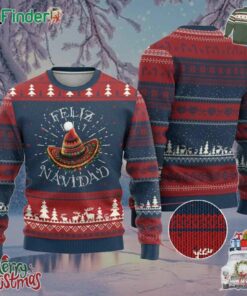Mexico Xmas Ugly Christmas Sweater Feliz Navidad Santa Hat Sombrero