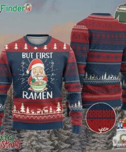 Cute Santa But First Ramen Lover Japanese Noodle Anime Christmas Ugly Christmas Sweater