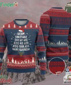 Merry Christmas Kiss My Ass His Ass Your Ass Happy Hanukkah Ugly Christmas Sweate