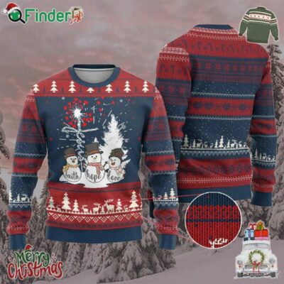 Jesus Christian Ugly Christmas Sweater Faith Hope Love Snowman Dandelion Xmas