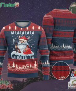 Viking Xmas Ugly Christmas Sweater Fa La La La Valhalla La Viking Santa Gnome
