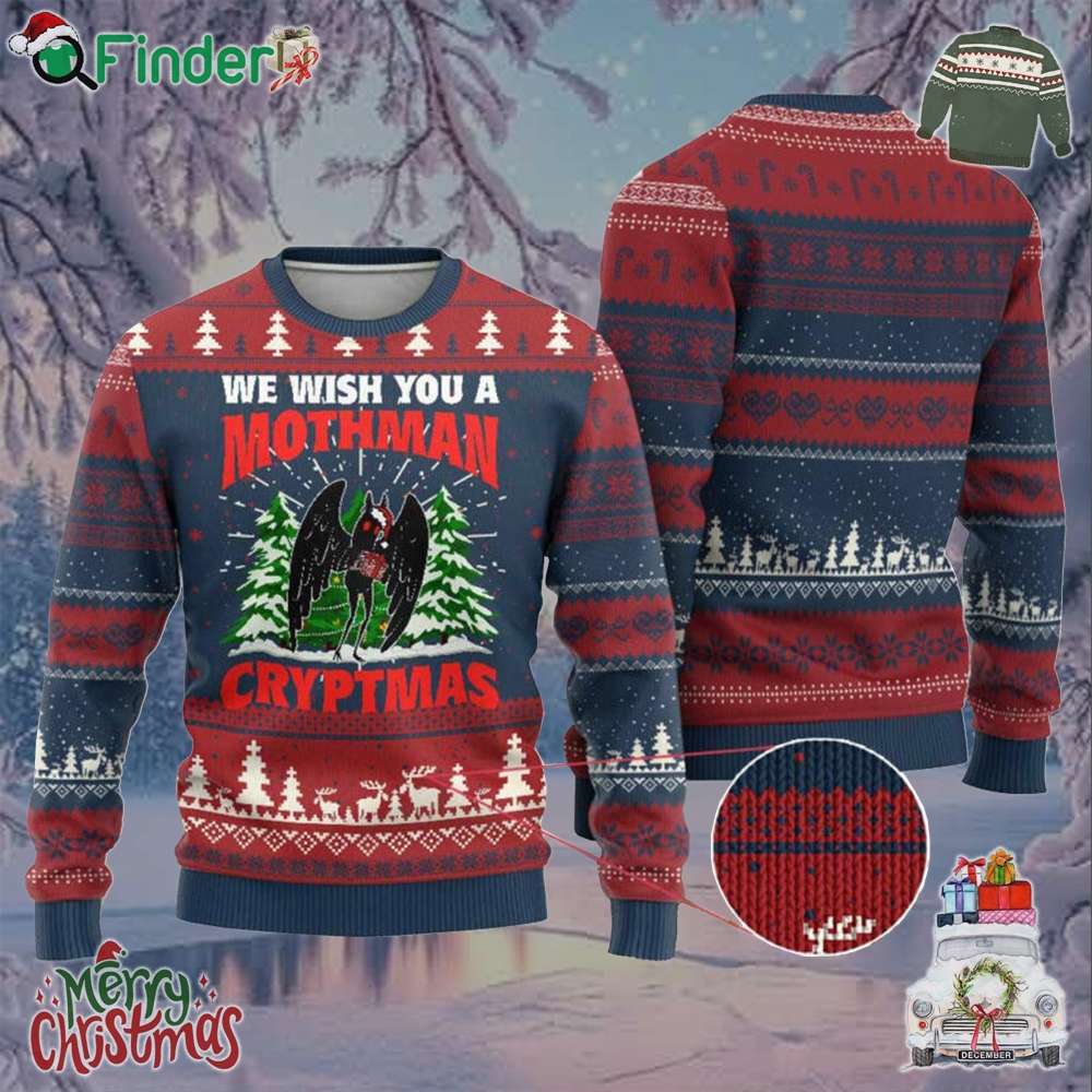 Mothman Christmas Ugly Christmas Sweater We Wish You A Mothman Cryptmas Cryptid Cryptidcore Mothman Christmas Ugly Christmas Sweater We Wish You A Mothman Cryptmas Cryptid Cryptidcore