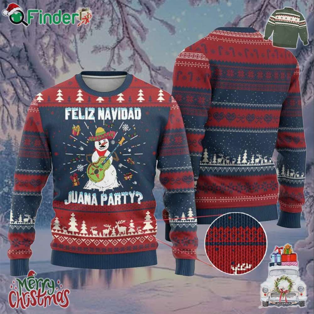 Mexico Xmas Ugly Christmas Sweater Feliz Navidad Juana Party Snowman Dancing Mexico Xmas Ugly Christmas Sweater Feliz Navidad Juana Party Snowman Dancing