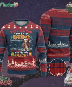 Xmas Dog Lover Ugly Christmas Sweater Basset Hound See Youre Eating