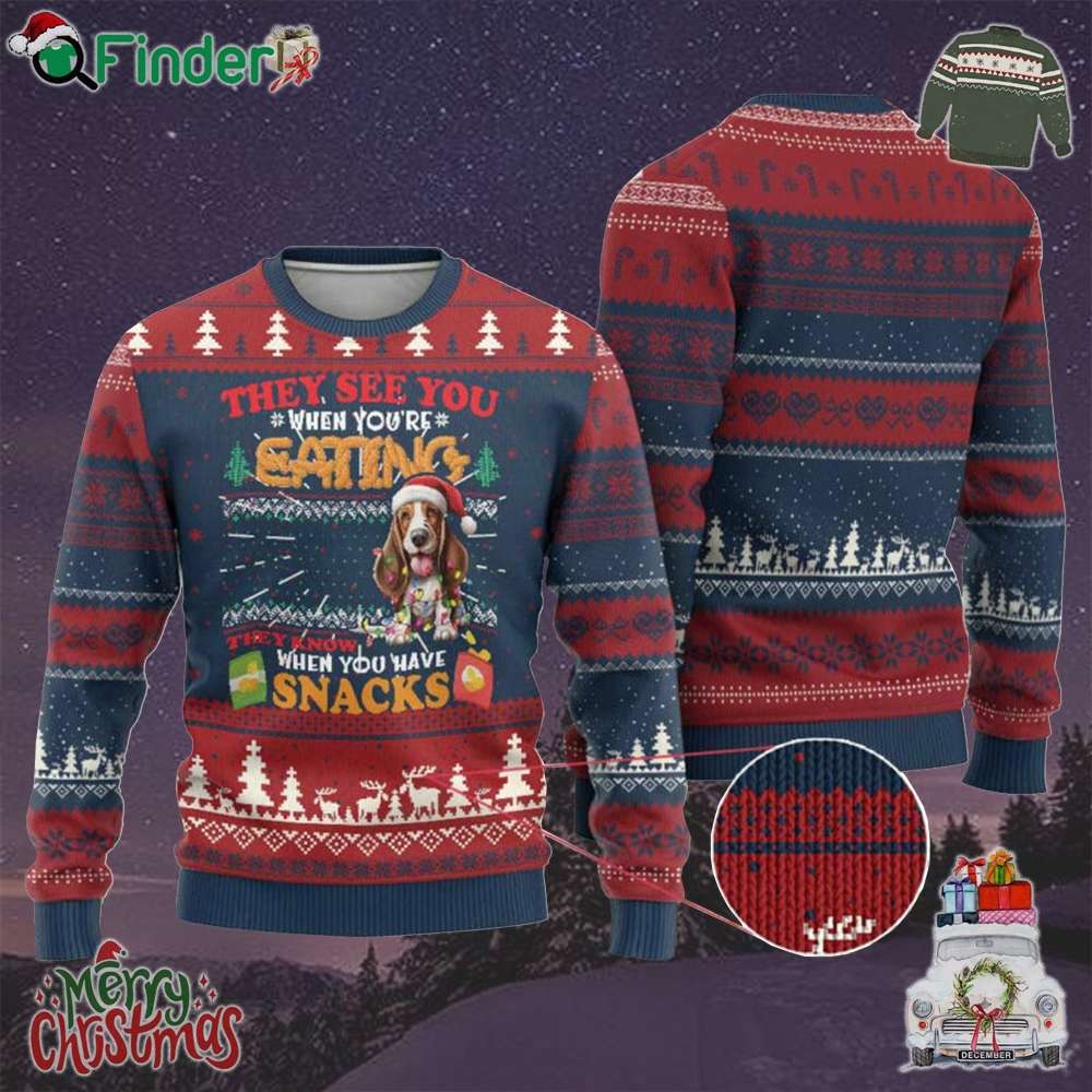Xmas Dog Lover Ugly Christmas Sweater Basset Hound See Youre Eating Xmas Dog Lover Ugly Christmas Sweater Basset Hound See Youre Eating