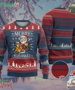 Merry Kushmas Ugly Christmas Sweater Ugly Santa Smoking Cannabis Weed 420 Xmas