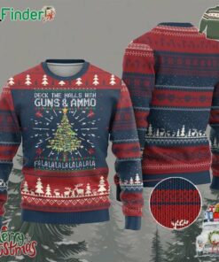 Xmas Gun Lover Ugly Christmas Sweater Deck The Halls With Guns And Ammo