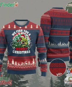 Xmas Fishing Ugly Christmas Sweater We Fish You A Merry Christmas Santa Hat