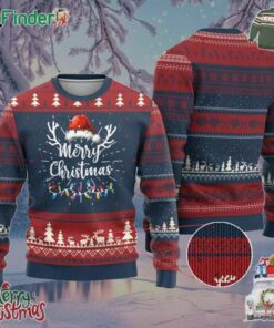 Merry Christmas Ugly Christmas Sweater Lights Red Santa Hat Xmas Family Matching