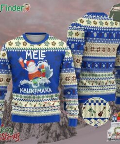 Mele Kalikimaka Ugly Christmas Sweater Surfing Cute Santa Hawaiian Christmas