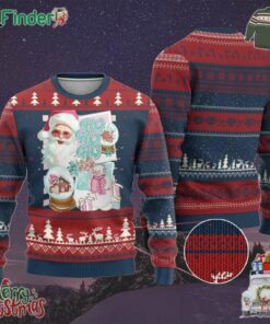 Vintage Xmas Ugly Christmas Sweater Pink Santa Claus Ho Ho Ho
